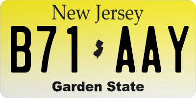 NJ license plate B71AAY