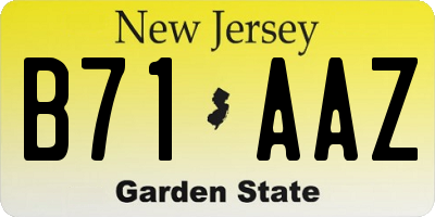 NJ license plate B71AAZ