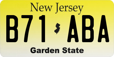 NJ license plate B71ABA