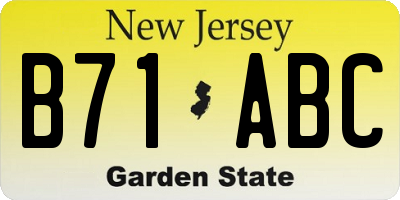 NJ license plate B71ABC