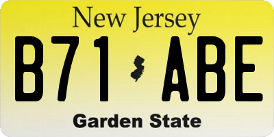 NJ license plate B71ABE