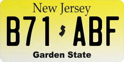 NJ license plate B71ABF