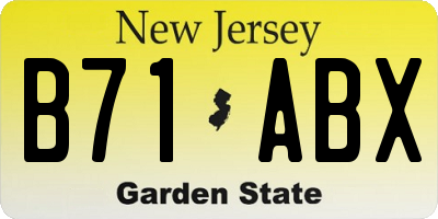 NJ license plate B71ABX