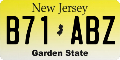 NJ license plate B71ABZ