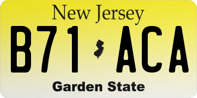 NJ license plate B71ACA
