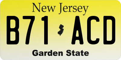 NJ license plate B71ACD