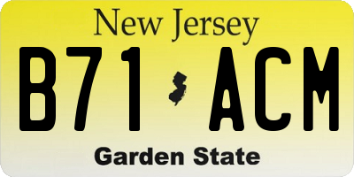 NJ license plate B71ACM