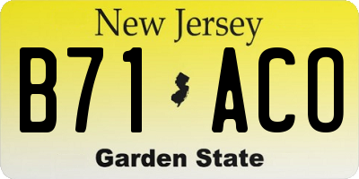 NJ license plate B71ACO