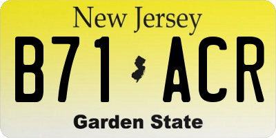 NJ license plate B71ACR