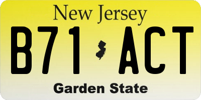 NJ license plate B71ACT