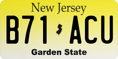 NJ license plate B71ACU