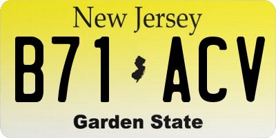 NJ license plate B71ACV
