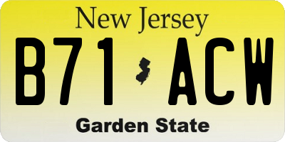 NJ license plate B71ACW