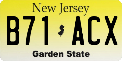 NJ license plate B71ACX