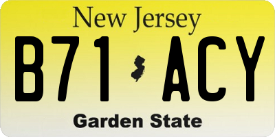 NJ license plate B71ACY