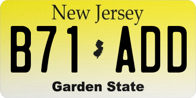 NJ license plate B71ADD