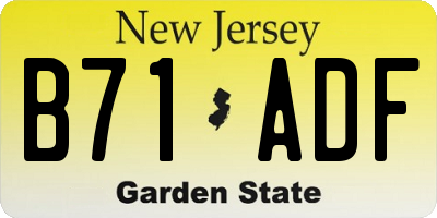 NJ license plate B71ADF