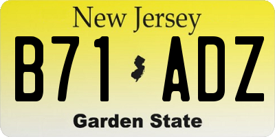 NJ license plate B71ADZ