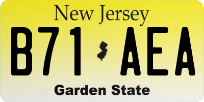 NJ license plate B71AEA