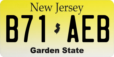 NJ license plate B71AEB