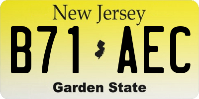 NJ license plate B71AEC