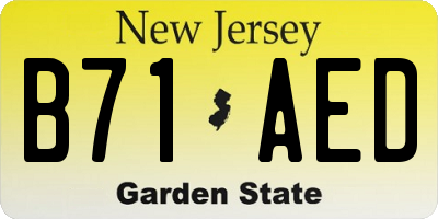 NJ license plate B71AED