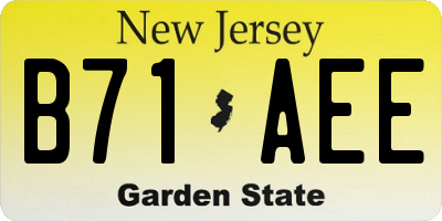 NJ license plate B71AEE