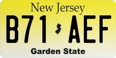 NJ license plate B71AEF