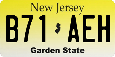 NJ license plate B71AEH