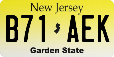 NJ license plate B71AEK