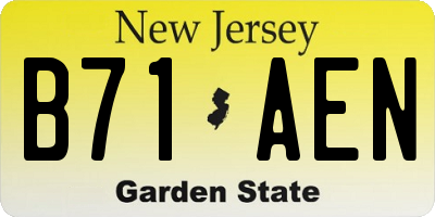NJ license plate B71AEN