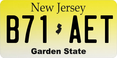 NJ license plate B71AET