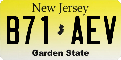 NJ license plate B71AEV