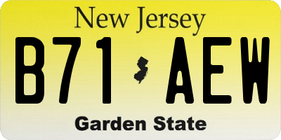 NJ license plate B71AEW