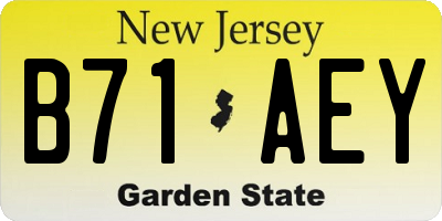 NJ license plate B71AEY