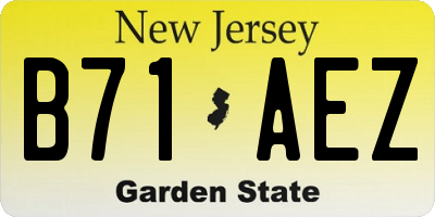 NJ license plate B71AEZ