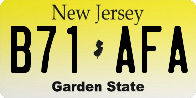 NJ license plate B71AFA