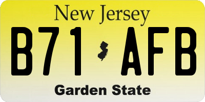 NJ license plate B71AFB