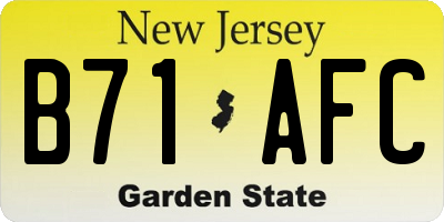 NJ license plate B71AFC