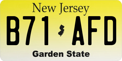 NJ license plate B71AFD