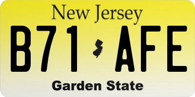 NJ license plate B71AFE