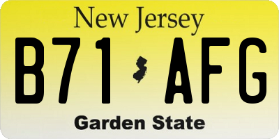 NJ license plate B71AFG