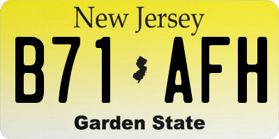 NJ license plate B71AFH