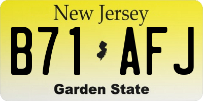 NJ license plate B71AFJ