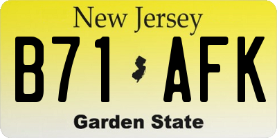 NJ license plate B71AFK
