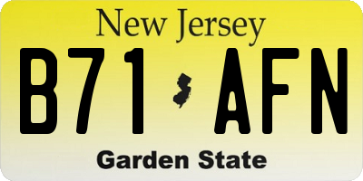 NJ license plate B71AFN