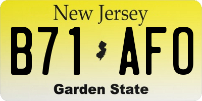 NJ license plate B71AFO
