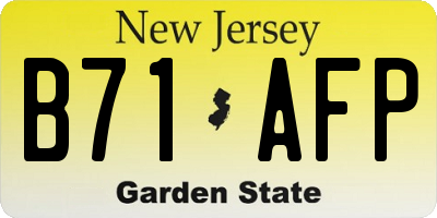 NJ license plate B71AFP