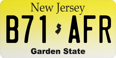 NJ license plate B71AFR