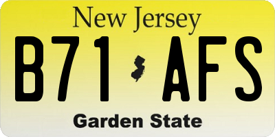 NJ license plate B71AFS